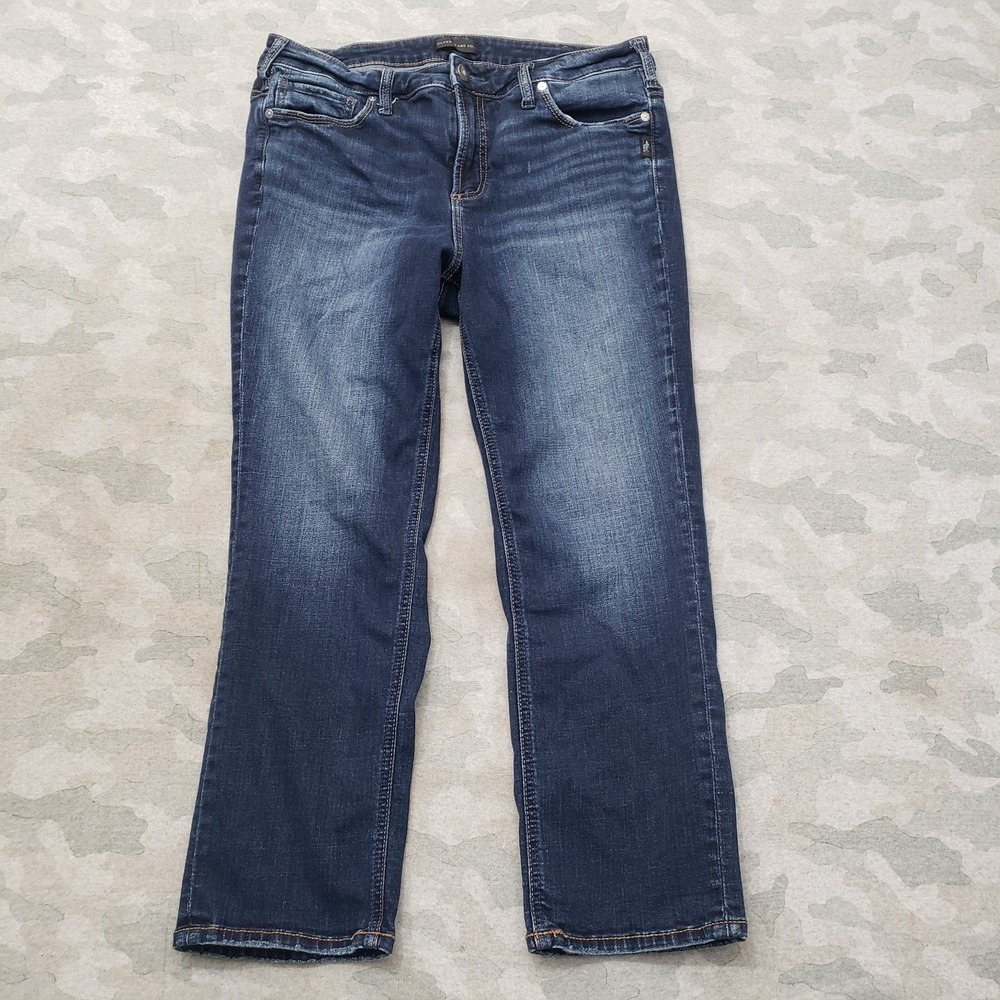 Silver Jeans Womens 14W Blue Suki‎ Capri Pockets Denim Medium Wash